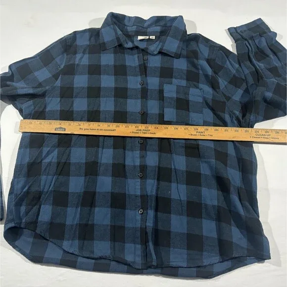 Grateful Dead Womens Skull Rose Crown Print Graphic Blue Plaid Flannel Shirt 2XL - Picture 4 of 10